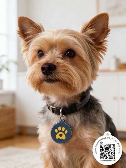 PAWDUCT QR Code Pet ID Tag - Free Online Profile No Subscription, Instant Scan To Contact Pet Tag,Suitable For Dog & Cat , Pet Name & Phone Number Protection,Scan To Locate,Pet Location,Pet Products,Cute Pet ID Card