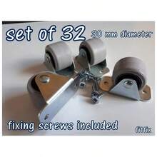 32 Rubber Rigid Fixed Castor Wheels Casters 30mm Bed Drawer Furniture Boxes - A - View 1