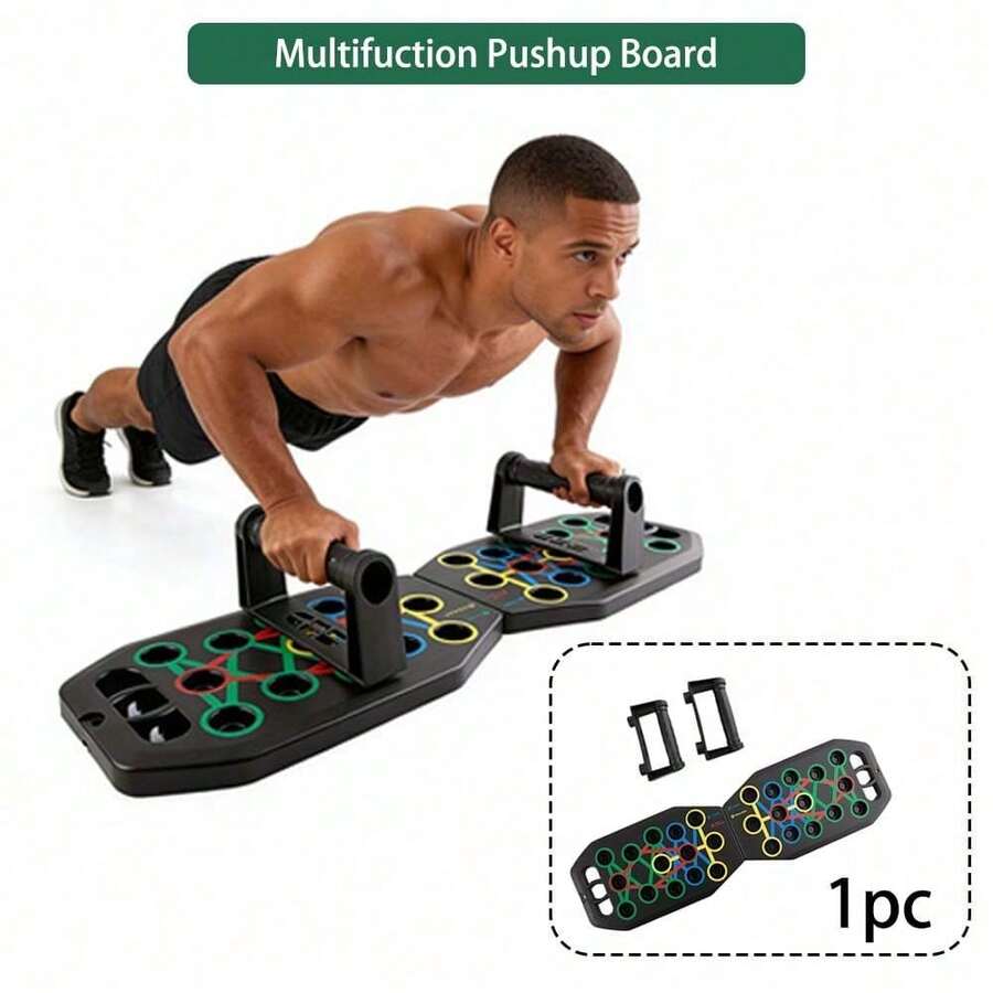 Multi-Function Push-Up Board Set - Foldable Push-Up Bar System With Color-Coded Muscle Training Zones, Non-Slip Handles - Home Gym Equipment For Chest, Back, Arms, Shoulders