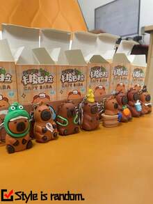 1个趣味十足的水豚毛绒钥匙扣，可爱解压玩具，学生奖励礼物，返校季好物 - 彩色 - 查看 3