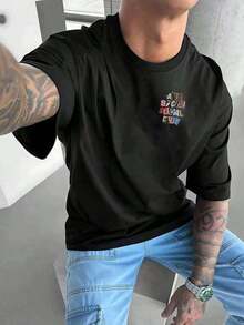 Men's T-Shirt With Double-Sided Print, Colorful Anti-Social Club Pattern, Comfortable And Stylish. - màu đen - Xem 3
