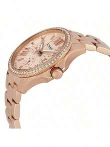 Fossil Women's Luxury Rose Gold Stainless Steel Watch, Crystal Bezel With Roman Numerals, Multifunctional Boyfriend Style Wristwatch AM4483 - Rose Gold - View 5