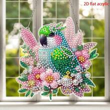 2D平面亚克力DIY钻石画套装，迷人的鹦鹉与花卉钻石画，可悬挂于墙面，闪耀水晶艺术家居装饰，鸟类和花卉主题设计，适用于办公室、学校、俱乐部、酒吧、咖啡馆、图书馆、客厅、卧室、花园、门廊、车库等场所的悬挂装饰，家居户外欢迎标牌，钻石艺术工艺套装，家居墙面装饰及礼品，馈赠亲朋好友的完美之选。 - 查看 2