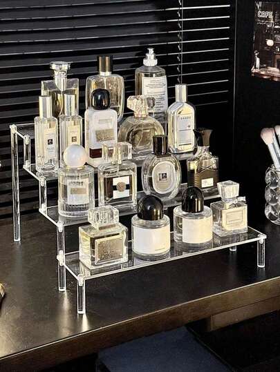 1 pieza Soporte de exhibición de acrílico transparente de 1 a 5 niveles, organizador de maquillaje, soporte de acrílico para perfumes, soporte para cupcakes, estante para postres, estantería para colección de muñecas, organizador de almacenamiento de joyas, adecuado para vacaciones, playa, baño, dormitorio, alta capacidad