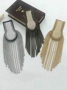 1件金属金色/青铜色/银色亮片链条流苏肩部装饰配饰 - 盾牌肩章 - 查看 1