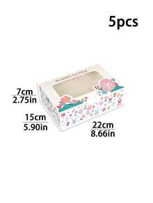 5pcs/10pcs Easter High-Quality Cake Boxes Set With Handle & Window, Rabbit & Egg Print Thick Cardboard Bakery, Cake, Chocolate, Cookie, Party, Birthday, Easter Festival Packaging Boxes, Cupcake Boxes - View 15