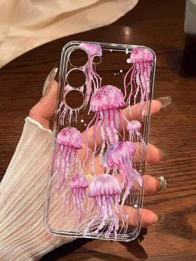 1pc Soft Silicone Jellyfish Phone Case, Compatible With Huawei, Honor, MOTO, Galaxy A04e/12/A13/A14/A34/A50/A52/A53/A54/S21/S22/S23/S24/S25/S25 Ultra/S25 FE/S26/S26 Plus/S26 Ultra/S26 Edge, 6A/7A/8A, 12T/13T/15T/15T Pro