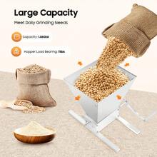 Professional Manual Grain Mill Grinder - Adjustable Carbon Steel Rollers (0-2.5mm) For Uniform Grinding, 4L Large Capacity Hopper, Hand Crank Wheat & Coffee Crusher For Home Kitchen & Brewing - 銀色 - 查看 1