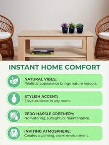 人造花盆/盆栽。适用于放置于汽车、办公室、书架、壁柜、浴室、厨房、卧室及其他各种场所。款式随机发货。 - 隨機顏色 - 查看 2