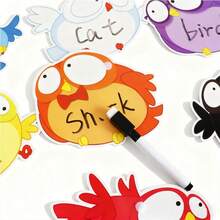 hoojojo 10 Pcs Double-Sided Dry Erase Flashcards For Kids, Bird-Shaped Writable Learning Cards Handwriting Practice Tools, Classroom Interactive Teaching Aids Educational Stationery Back To School - Multicolor - View 8