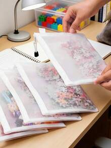 1/6/12件套网眼收纳袋整理套装，大容量手工小物件袋，透明网眼拉链文件袋，笔袋，收据收纳袋，化妆包，波西米亚风 - 彩色 - 查看 8