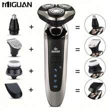Men's Electric Shaver Wet & Dry 3D Rotary Rechargeable Razor, Suitable As Father's Day Gift For Father, Husband, Boyfriend, 600mAh Battery Capacity - A - View 6