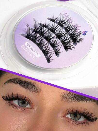 [HACHIMEE] 2 Pairs Magnetic Eyelash Set, Natural Lengthening Criss-Cross Lashes, Easy To Wear, Soft Eyelash Kit Suitable For Daily, Commute, Festivals And Celebrations