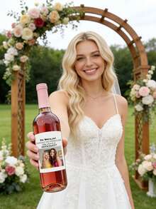 2/6/12pcs Custom Ngagement Wine Label, Photo Champagne Label, Picture Wine Label, Wine Bottle Label, Wine Sticker, Engagement Gifts, Printable Wine Label ﻿ - Multicolor - View 4