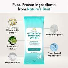 Nurture XL Ultra Thick Body Wipes For Adults W\/Aloe | 40 Extra Large Disposable Cloth Wet Cleansing No Rinse Bathing Washcloths, Waterless Shower | Bath Wipe For Women, Men &Amp; Elderly - ColorA - 查看 5