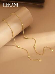 1 chiếc vòng cổ bạc Sterling S925, thiết kế tối giản, mặt dây chuyền hình trái tim vàng tinh tế, thời trang và đa năng, thích hợp làm quà tặng cho bạn gái, bạn thân, đeo hàng ngày - Vàng - Xem 4