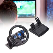 Game Steering Wheel 180° Rotation 7 in 1 Vibration USB Racing Game Wheel with Pedal for PC - Ver 9