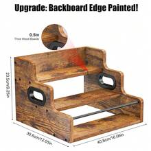 3-Tier Wooden Storage Display Rack With Handle - Polished Finish Multi-Purpose Organizer For Whiskey, Spirits, Coffee Syrup - Elegant Home Bar Countertop Decor, Kitchen Storage Rack | Wooden Display Rack | Decorative Storage, Shelves For Storage - Marrón - Ver 9