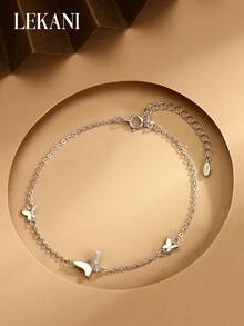 1pc S925 Sterling Silver Butterfly Zirconia Bracelet, Elegant Jewelry Accessory For Women, Spring/Summer, Gift For Mother/Girlfriend - Silver - View 3