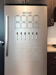 1pc Weekly Planner Acrylic Decorative Magnetic Sticker (Comes With 6 Magnetic Whiteboard Pens), Erasable Transparent Waterproof Refrigerator Sticker, Memo Board, Whiteboard For Home Use - I - View 2