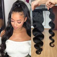 BINF Valentine's Date Look Human Hair Body Wave Ponytail With Magic Paste Warp Around Spring Flower Sea Check-In 100% Brazilian Virgin Human Hair Ponytail For Women Natural Color Valentine's Confession Look 8-24Inch Body Wave Ponytail Extension Human Hair Spring Outing Style Wrap Around Magic Paste Ponytail Clip In Spring Flower Sea Check-In Real Brazilian Virgin Human Hair Pieces Natural Black Couple Photo Shoot Style Ponytail Extension Human Hair Clip In Pony Tail Hair Extensions Early Spring Shopping Look Curly Wave Thick Natural Looking Hair Pieces Flower Sea Date Look Body Wave Human Hair Ponytail Spring Commute Style Magic Paste Warp Around Curly Human Hair Extension Valentine's Day Limited Wig - Body Wave Wrap Around Ponytail - 查看 2