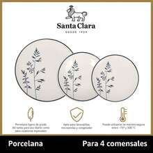 Santa Clara Vajilla Completa 12 Piezas Porcelana Premium para 4 Personas, Apta Microondas y Lavavajillas, Vajilla Asami Decorada Forma Coupe para Hogar y Cocina - Envío GRATIS ✅ Entrega 24/48h a España (península) - Asami - Ver 4