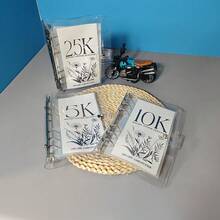 1pc 12-Month Envelope Savings Challenge Binder, 2.5K/5K/10K Savings Challenge Binder, Clear PVC A6 6-Ring Money Saving Organizer For School Supplies,Budgeting & Financial Planning - Clear - View 3