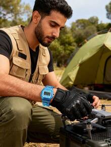 Casio 女士Y2K风格蓝色数字透明树脂表带可爱方形夏季手表 F-91WS-2 - 淺藍色 - 查看 3