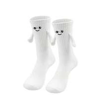 CT TAPESOCKS 1 Pair Unisex Holding Hands Design Socks, Cute & Quirky, Versatile For All Seasons, White Mid-Calf Socks - Multicolor - View 9