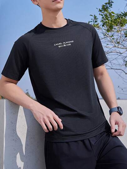 CAMEL CROWN 男士休闲短袖T恤，夏季薄款，透气，吸湿排汗，清凉透气，防晒，圆领短袖T恤