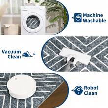 1Pcs Home Decor Large Area Rug For Living Room Modern Washable Rug Farmhouse Non Slip Non Shedding Throw Rugs Low Pile Stain Resistant Indoor Carpet For Bedroom Office Dining Room Runner For Enteryway Hallway - Dark Grey - View 5