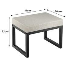 Foot Stool With Padded Seat, Small Rectangular Ottoman For Living Room & Bedroom, Shoe Changing Stool, Modern Household Foot Rest - Grey - View 2