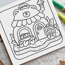 Sách tô màu Sweet Little Town với các họa tiết dễ tô, nổi bật với các nhân vật động vật đáng yêu, hoàn hảo để thư giãn và giết thời gian, món quà tuyệt vời cho bạn bè, các cặp đôi và gia đình, quà tặng Ngày của Mẹ, quà cho mẹ, quà tựu trường, đồ dùng học tập - Cửa hàng bánh kẹo - Xem 5