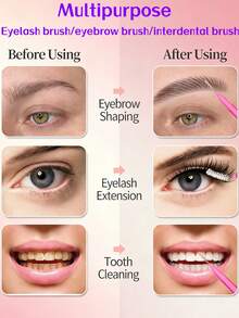 200支黑白牙间刷，迷你便携牙签刷带防尘盖，口腔卫生清洁工具，适用于牙齿、假牙、睫毛和眉毛。居家、旅行和聚会必备。 - 黑與白 - 查看 4