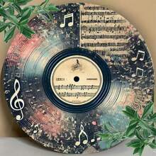 1pc 2D Record Shaped Wall Art, 7.87x7.87 Inches (20x20 Cm), Music Notes & Stave Pattern, Waterproof & Dustproof, Interesting Home/Room/Bedroom Decor, Perfect Gift For Holidays, Durable Metal Material With Random Hanging Hole Design - Metal Wall Art, Tin Signs, Vintage Metal Signs, Retro Wall Decor, Rustic Metal Art, Cool Metal Signs, Man Cave Decor, Garage Signs, Classic Metal Art, Unique Wall Art - Nhiều màu - Xem 6