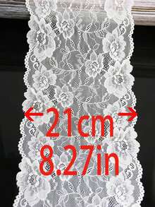 (3米/捲) 21cm 法式裝飾彈性蕾絲布料 DIY 房間頭巾設計裝飾 - 混色 - 查看 3