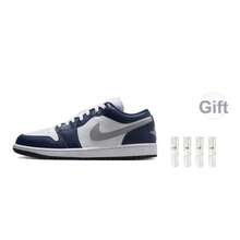 Air Jordan 1 Low 'Midnight Navy' Blue White Wolf-Grey Sneakers Men 553558-141 - 彩色 - 查看 7