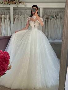 Elegant Sexy Lace Applique Long Sleeves A Line Tulle Formal Wedding Dress,Registry Office Dresses Bridal Gown,Evening Party Dress Birthday Party Dress Country Wedding,Romantic Church Ceremony Wedding Dress,Suitable For Wedding,Dating,Party,Singles' Party,Vacation,Formal Occasions,Dinner Dress,Prom Dress,Homecoming Dess,Cocktail Party,Wedding Guest Dress,Graduation - 白色 - 查看 2