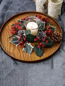 1pc Wooden Rectangular Tray, High-End Coffee, Dessert, Fruit, Dining Or Tea Serving Platter - Brown - View 3