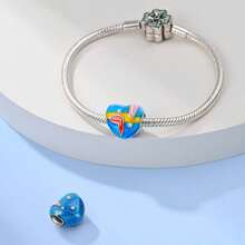 1颗镀银吊坠珠，星月系列 - 珠子，璀璨星系珠，浩瀚星空珠，星空向日葵珠，星夜油画珠，夜景睡莲珠，水下星空珠，永恒时光珠，宇宙之旅珠，发光飞船珠，星空蓝闪珠，珠串，星光玻璃蟹，蓝色星系珠串，五角星珠，适用于3毫米手链DIY，女士珠宝，生日订婚派对礼物 - 彩色 - 查看 9