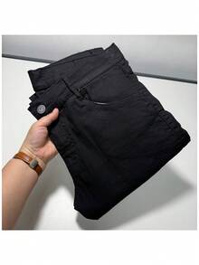 Set Of 2 Men's Denim Pants With Elastane, Slim Fit, Casual, Comfortable, Basic Style - preta/média - Xem 3