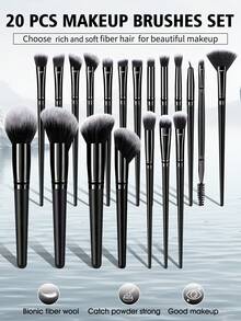 24pcs/1pc Complete Makeup Brush Set Includes 20 Soft Makeup Brushes-Such As A Translucent Powder Brush, Blush Brush, Contour Brush, Highlighter Brush, Foundation Brush, Nose Contour Brush, Eyeshadow Brush, Eyebrow Brush, Lip Brush, And Detail Brush-Plus 1 Travel-Friendly Waterproof Makeup Bag, 1 Liquid Beauty Sponge, 1 Facial Cleansing Puff, And 1 Brush-Cleaning Bowl. Ideal For Beginners, Professional Makeup Artists, And Novice Beauty Practice. - Black - View 9