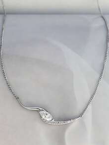 1pc European & American Minimalist S925 Sterling Silver 0.4CT Moissanite Eye Necklace, Bridal Jewelry, Daily Accessory, Valentine's Day Gift - Multicolor - View 5