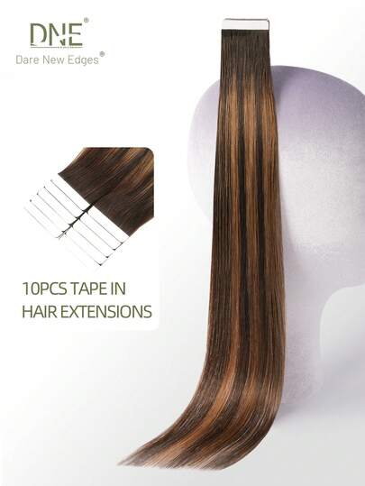 DNE HAIR 10 ชิ้น เทปต่อผม ผมคนจริง 100% #T2-P2/6 Balayage น้ำตาลเข้มผสมน้ำตาลแดง สไตล์ตรง ความยาว 14-22 นิ้ว ผมต่อปลายหนาคุณภาพดีไร้รอยต่อ ผมคนจริงสุขภาพดีสำหรับผมบางและใช้ในร้านเสริมสวยและสำหรับผู้หญิง/เด็กผู้หญิงทุกคนใช้ในชีวิตประจำวัน