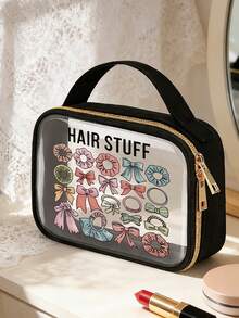 1个PVC拉链密封化妆包，优雅金属拉链，轻便耐用，不易褪色，适合女性和女孩，易于清洁，时尚实用，是旅行、度假、返校、学习用品的必备品。 - 彩色 - 查看 4