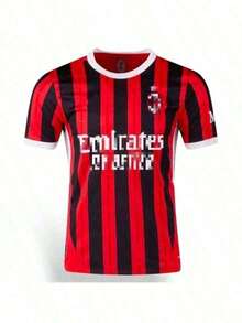Men's ACM Milan Red Football Shirt Training 2025 Premium European Uniform Dry Fit Team Fan Shirt - 紅色 - 查看 1