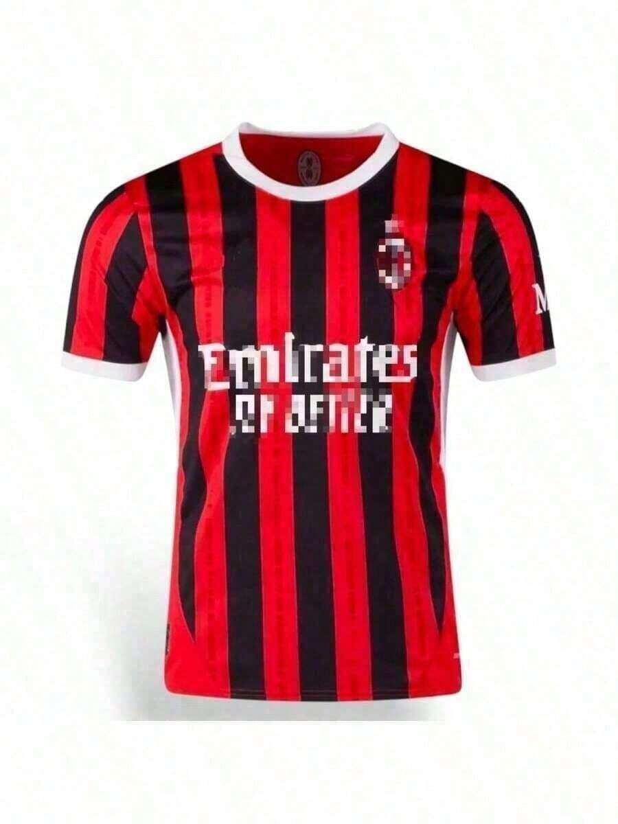 Men's ACM Milan Red Football Shirt Training 2025 Premium European Uniform Dry Fit Team Fan Shirt - 紅色 - 查看 1