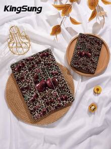 Kingsung Leopard Print & Cherry Pattern Tablet Protective Case,Compatible With 9.7/10.2/10.5/10.9/12.9/Pro 11, 10th Gen,Compatible With Samsung Galaxy Tab S6 Lite 10.4 Inch,Compatible With Kindle Paperwhite 12th Gen 2024,Kindle (11th Generation) 2022 Release,Kobo Clara Colour,Soft Anti-Fall Protection,Smart Stand/Automatic Wake Up/Sleep - Multicolor - View 2