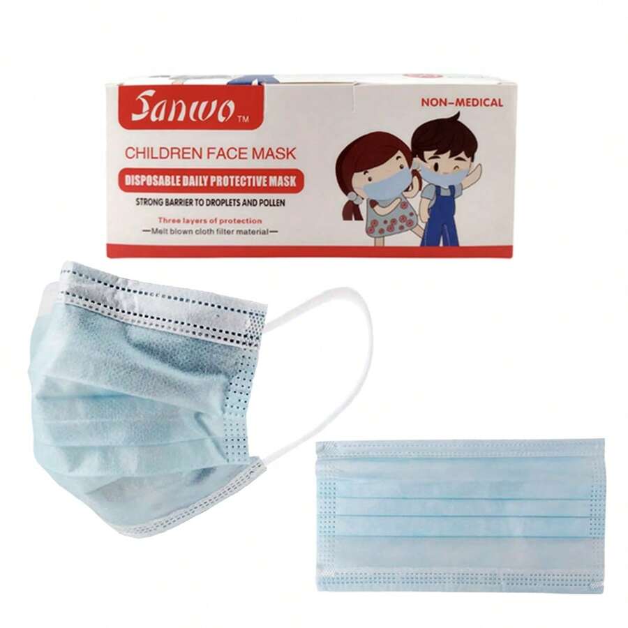 Cubrebocas Tricapa Infantil Sanwo 50 Pzs Termosellado Niños Ajuste Nasal - Ver 1