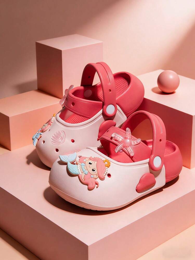 Kids New Summer Beach Shoes, Toddler Mermaid Breathable Lightweight Non-Slip Anti-Kick Sandals With Starfish & Shell Decor, Suitable For Outdoor & Indoor Wear - Pink - View 5